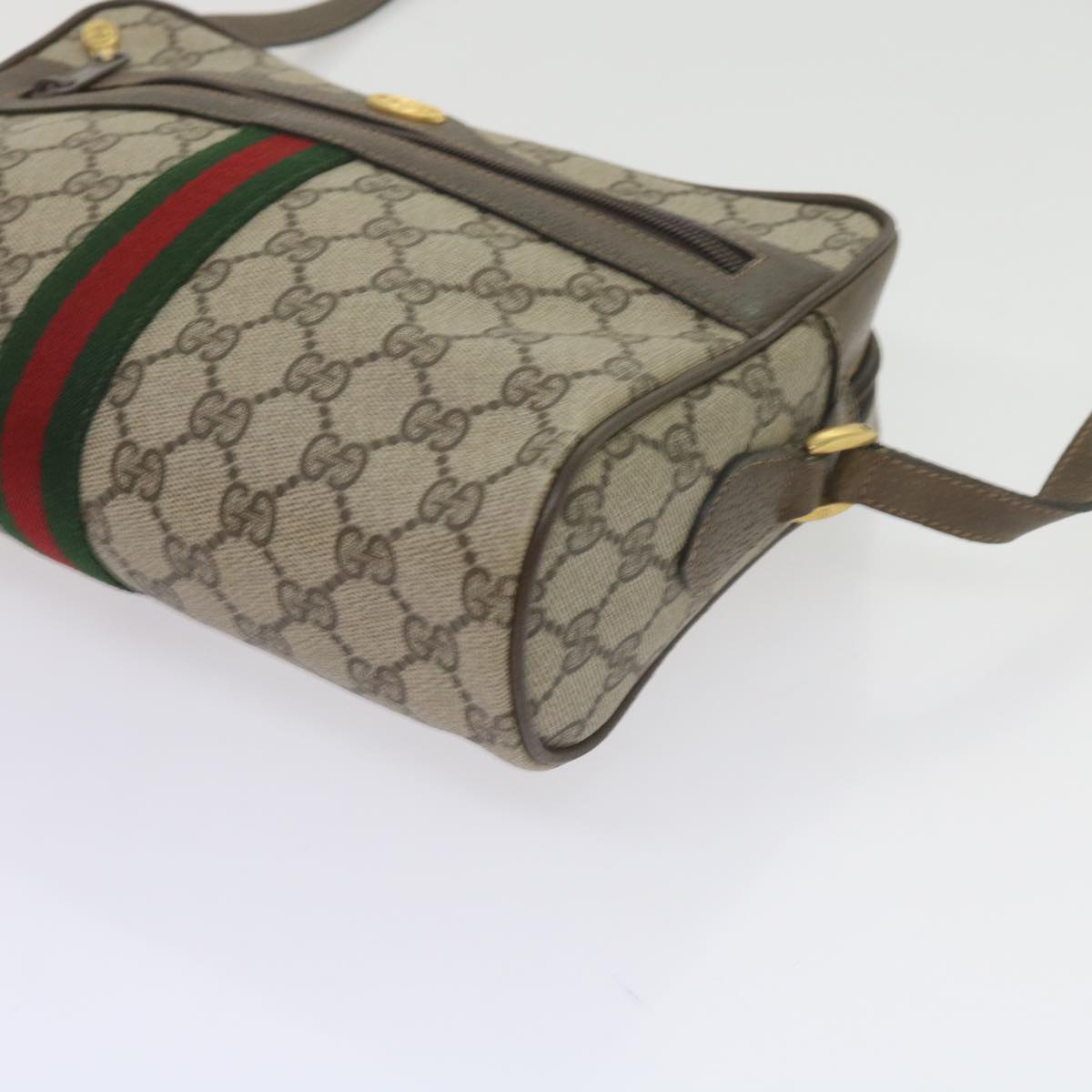 GUCCI GG Supreme Web Sherry Line Shoulder Bag Beige Red 72 02 005 Auth th4314