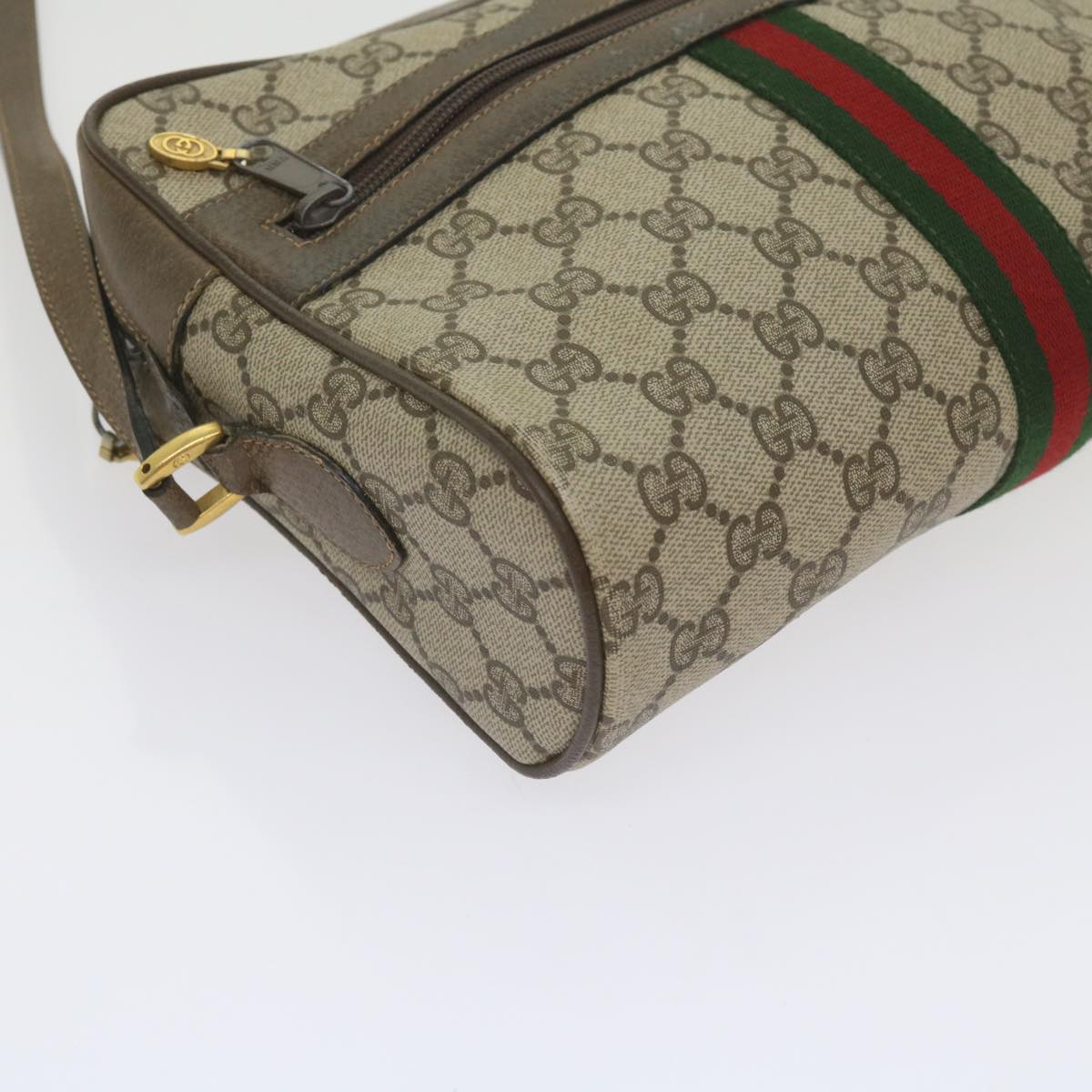 GUCCI GG Supreme Web Sherry Line Shoulder Bag Beige Red 72 02 005 Auth th4314