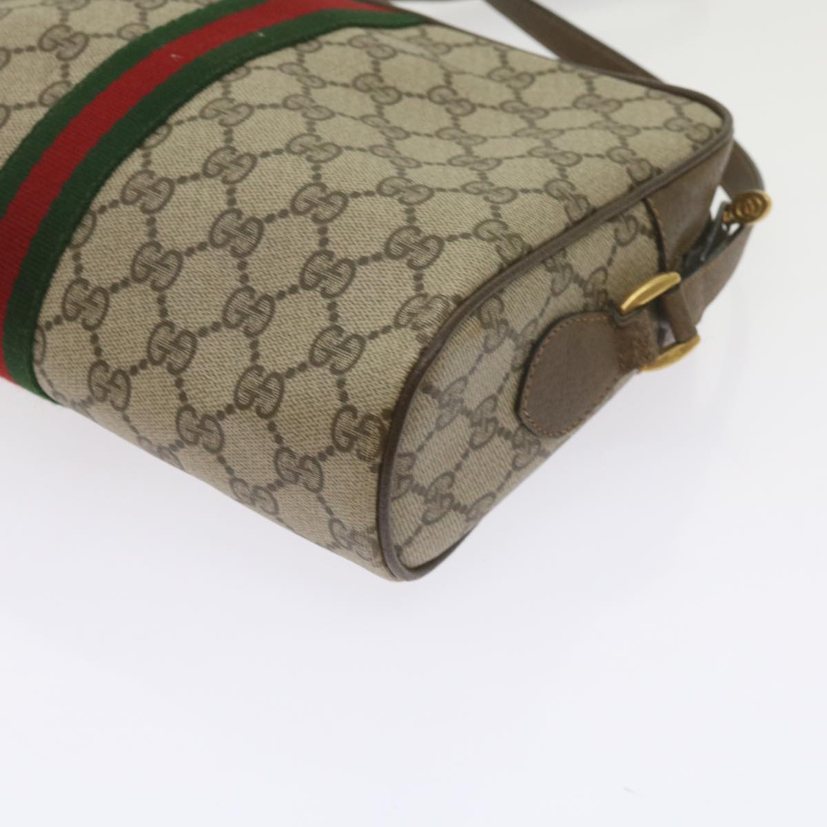 GUCCI GG Supreme Web Sherry Line Shoulder Bag Beige Red 72 02 005 Auth th4314