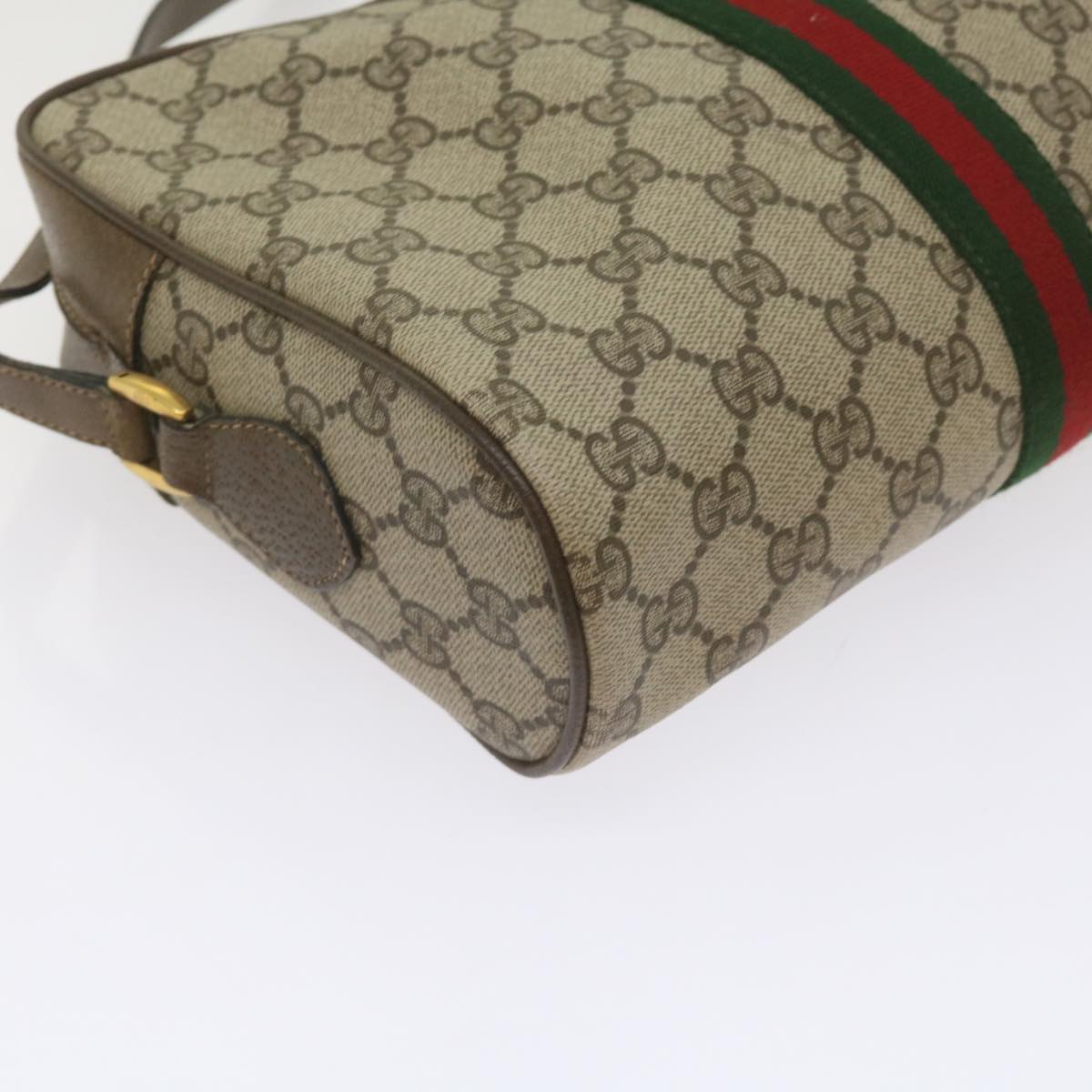 GUCCI GG Supreme Web Sherry Line Shoulder Bag Beige Red 72 02 005 Auth th4314