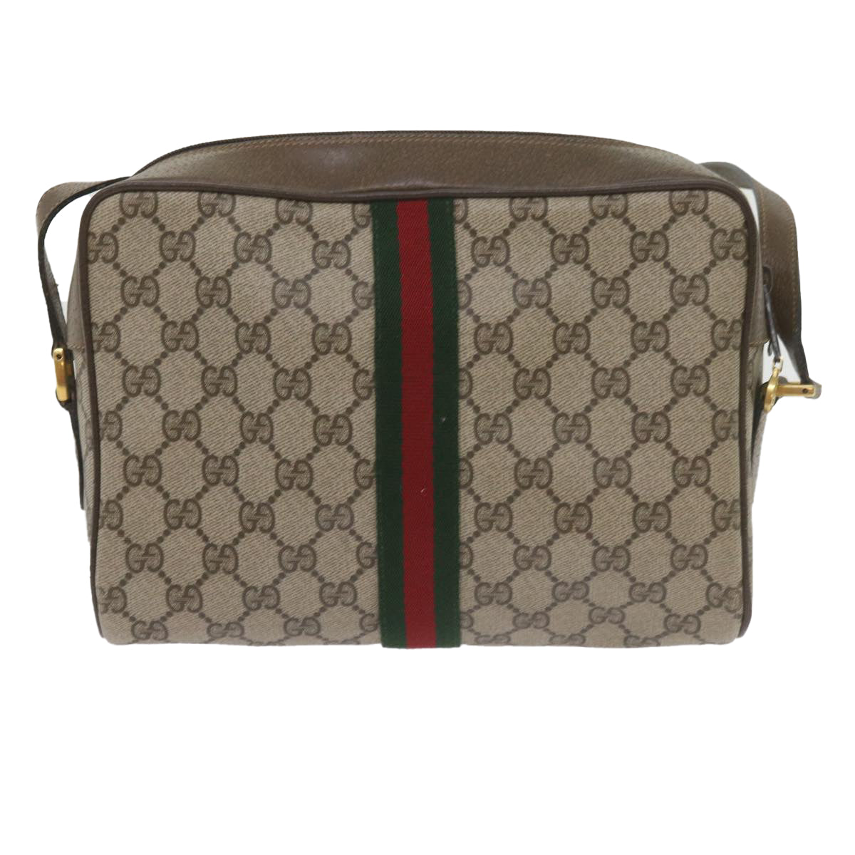 GUCCI GG Supreme Web Sherry Line Shoulder Bag Beige Red 72 02 005 Auth th4314