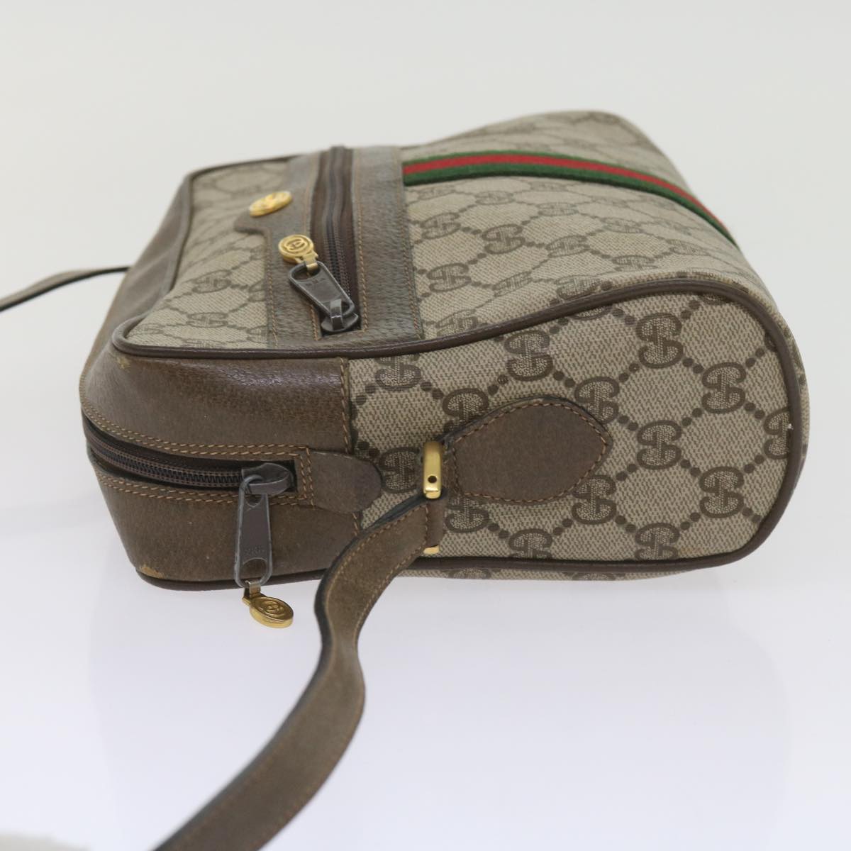 GUCCI GG Supreme Web Sherry Line Shoulder Bag Beige Red 72 02 005 Auth th4314