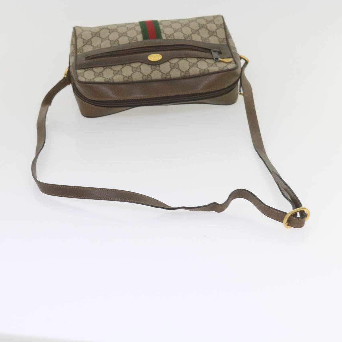 GUCCI GG Supreme Web Sherry Line Shoulder Bag Beige Red 72 02 005 Auth th4314