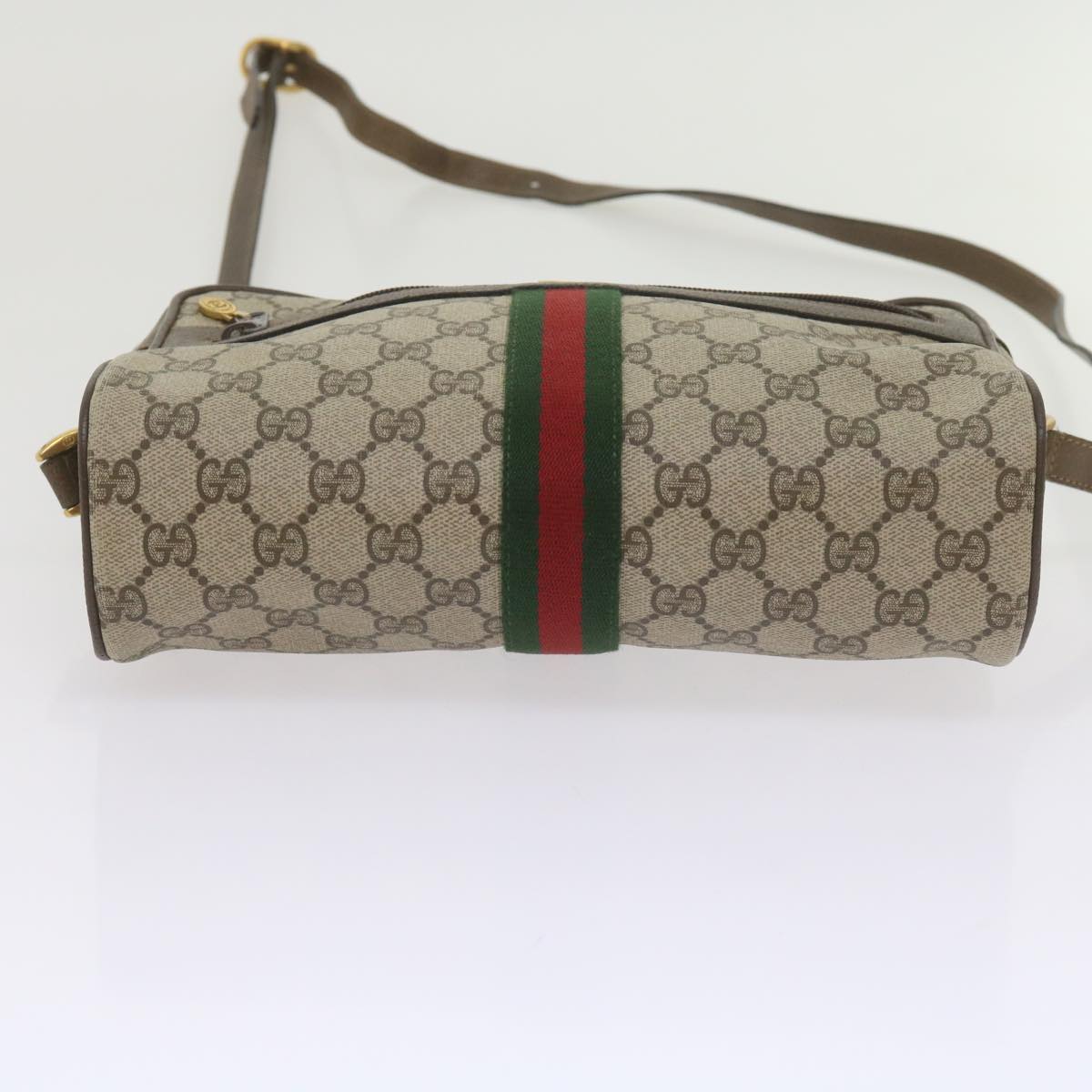 GUCCI GG Supreme Web Sherry Line Shoulder Bag Beige Red 72 02 005 Auth th4314