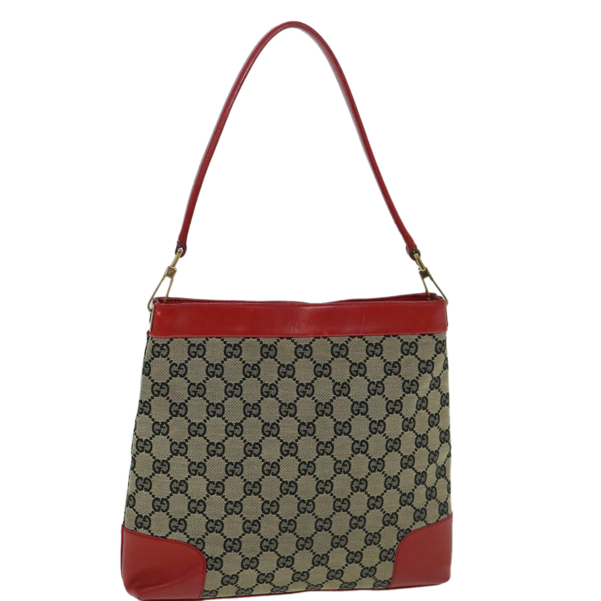 GUCCI GG Canvas Shoulder Bag Red Beige 001 4231 001998 Auth th4317