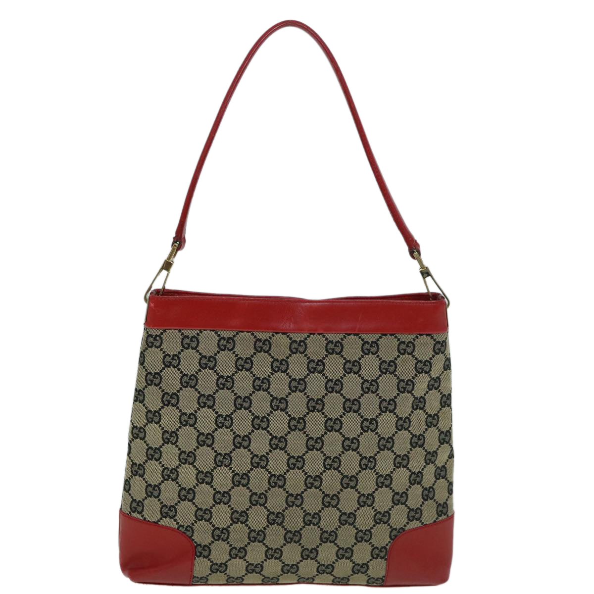 GUCCI GG Canvas Shoulder Bag Red Beige 001 4231 001998 Auth th4317