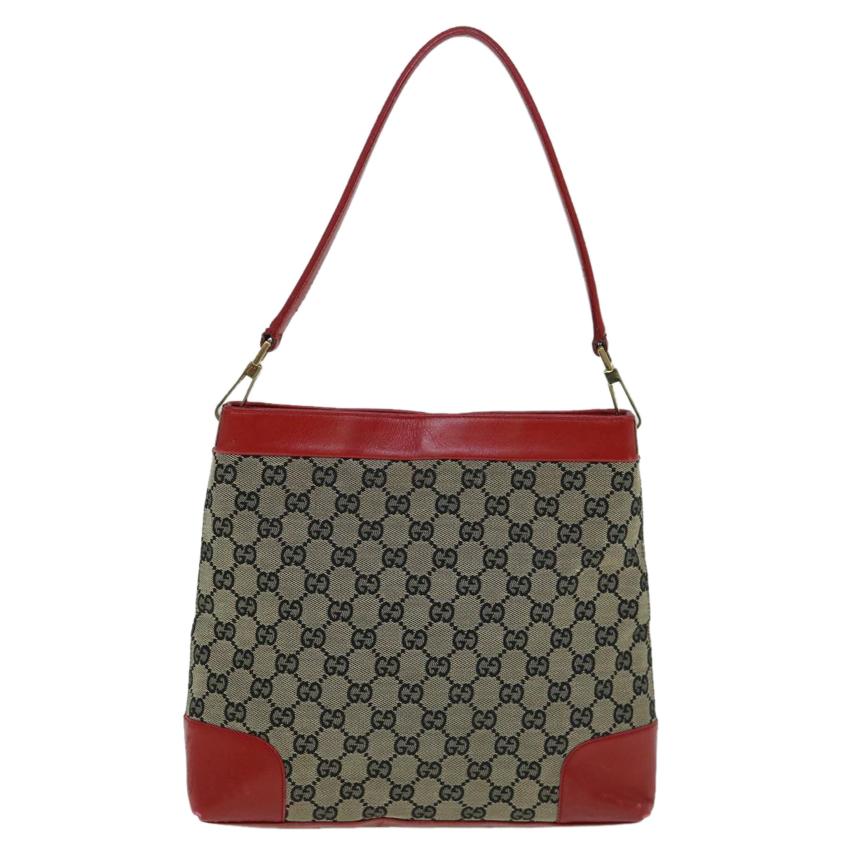 GUCCI GG Canvas Shoulder Bag Red Beige 001 4231 001998 Auth th4317