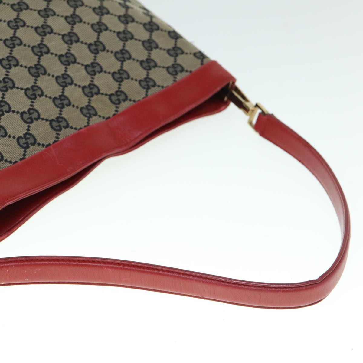 GUCCI GG Canvas Shoulder Bag Red Beige 001 4231 001998 Auth th4317