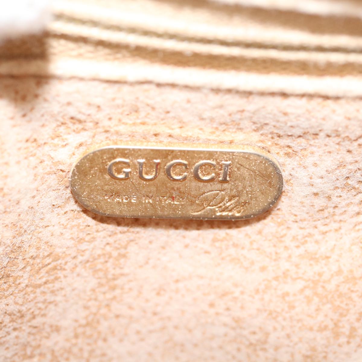 GUCCI GG Plus Supreme Shoulder Bag PVC Leather Beige Auth th4318