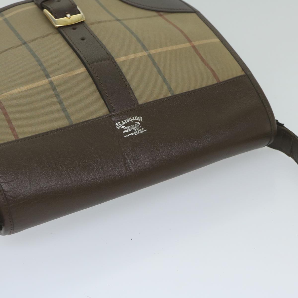 Burberrys Nova Check Shoulder Bag Canvas Brown Auth th4326