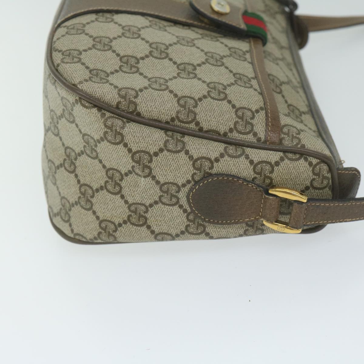 GUCCI GG Supreme Web Sherry Line Shoulder Bag Beige Red 14 02 032 Auth th4355