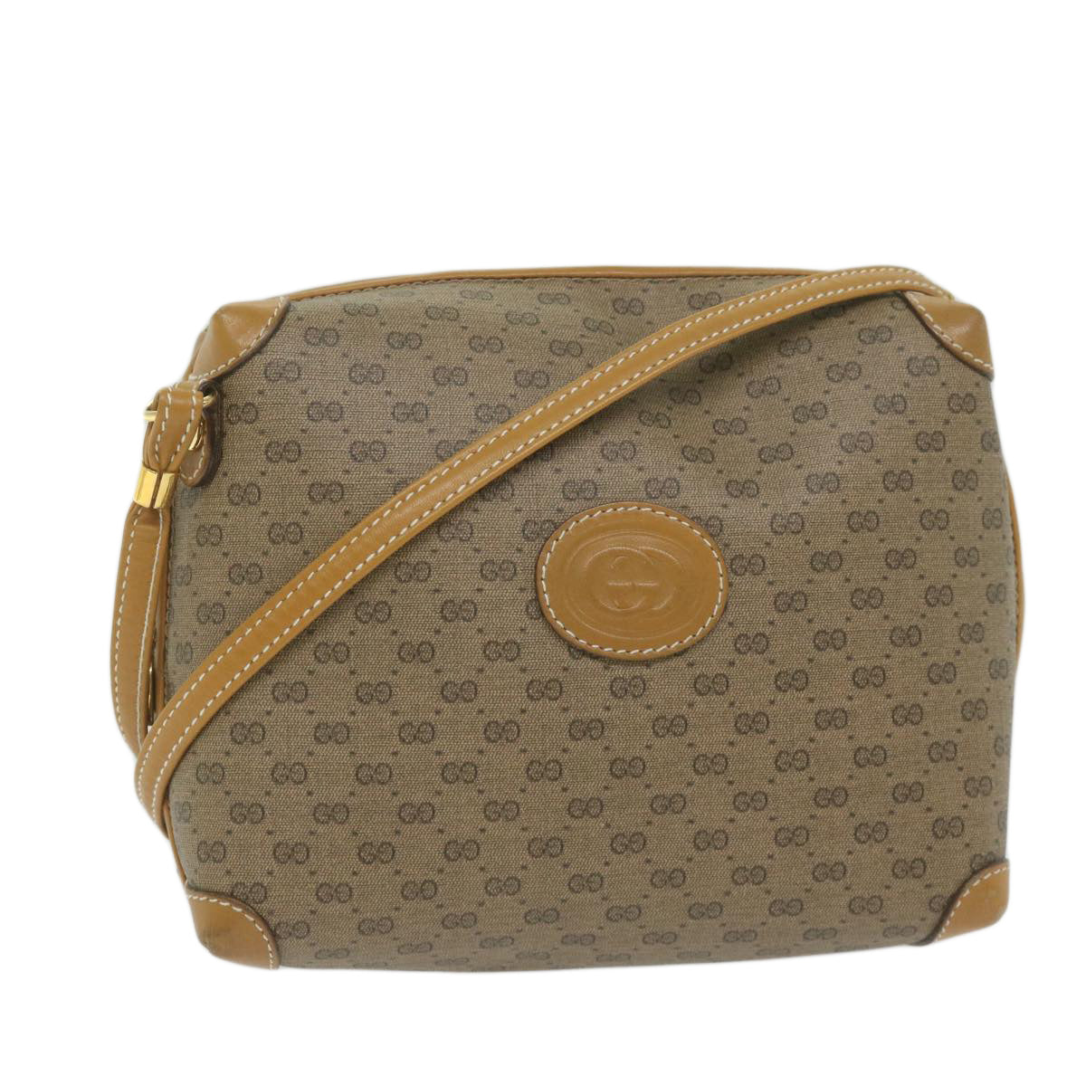 GUCCI Micro GG Supreme Shoulder Bag PVC Leather Beige Auth th4357