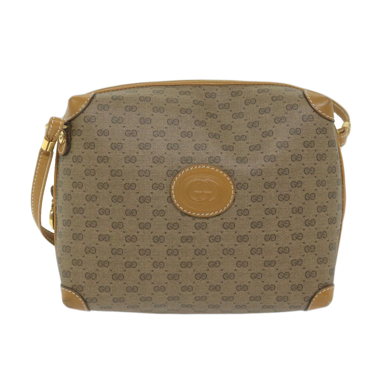 GUCCI Micro GG Supreme Shoulder Bag PVC Leather Beige Auth th4357