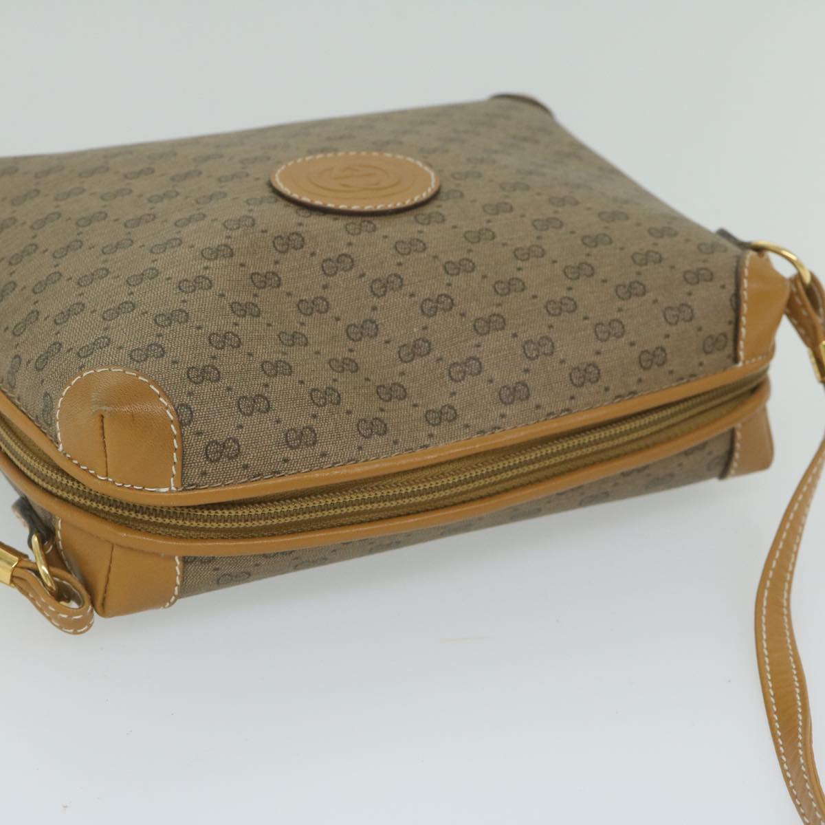 GUCCI Micro GG Supreme Shoulder Bag PVC Leather Beige Auth th4357