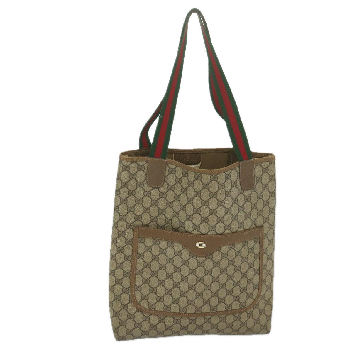 GUCCI GG Supreme Web Sherry Line Tote Bag Beige Red Green 39 02 003 Auth th4362