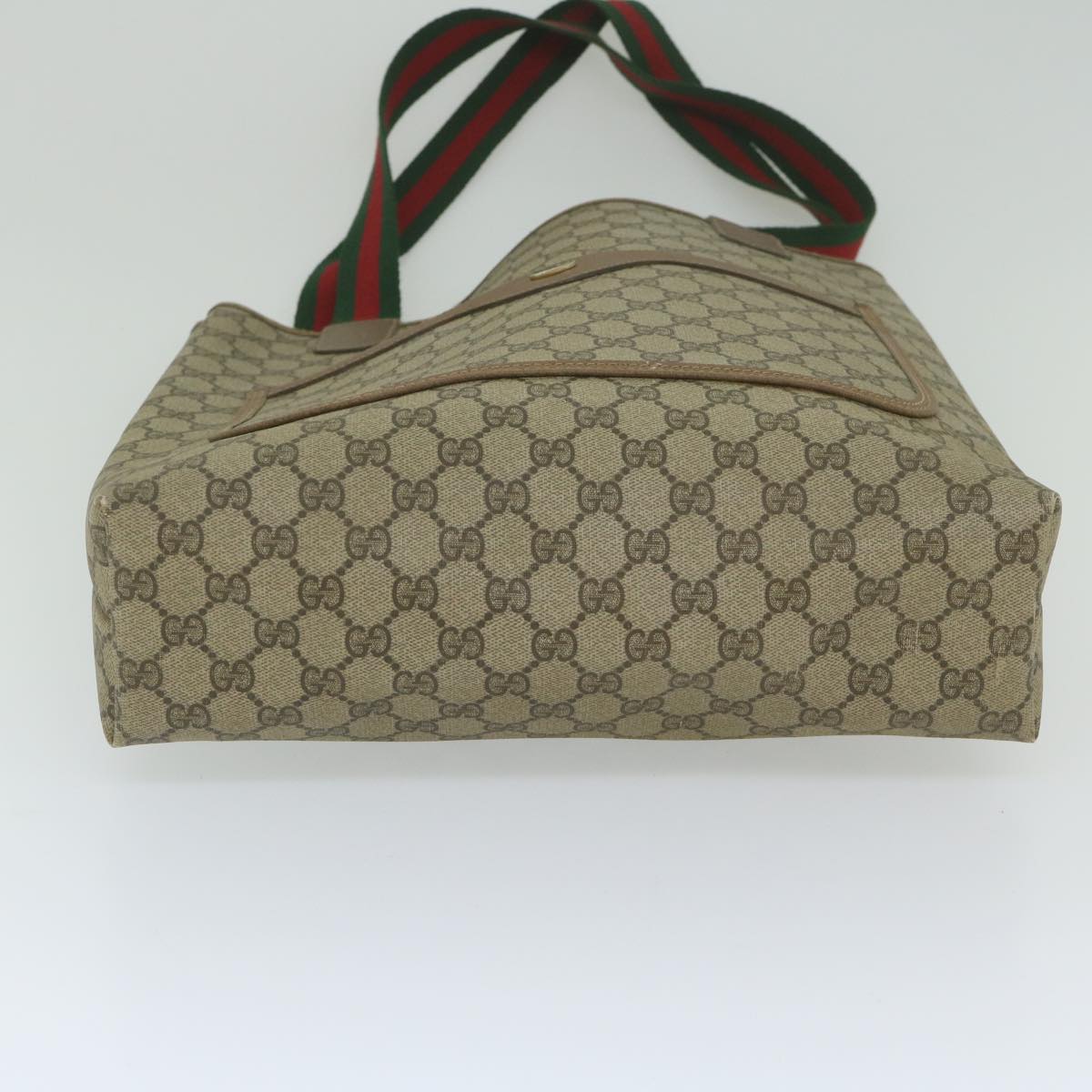 GUCCI GG Supreme Web Sherry Line Tote Bag Beige Red Green 39 02 003 Auth th4362