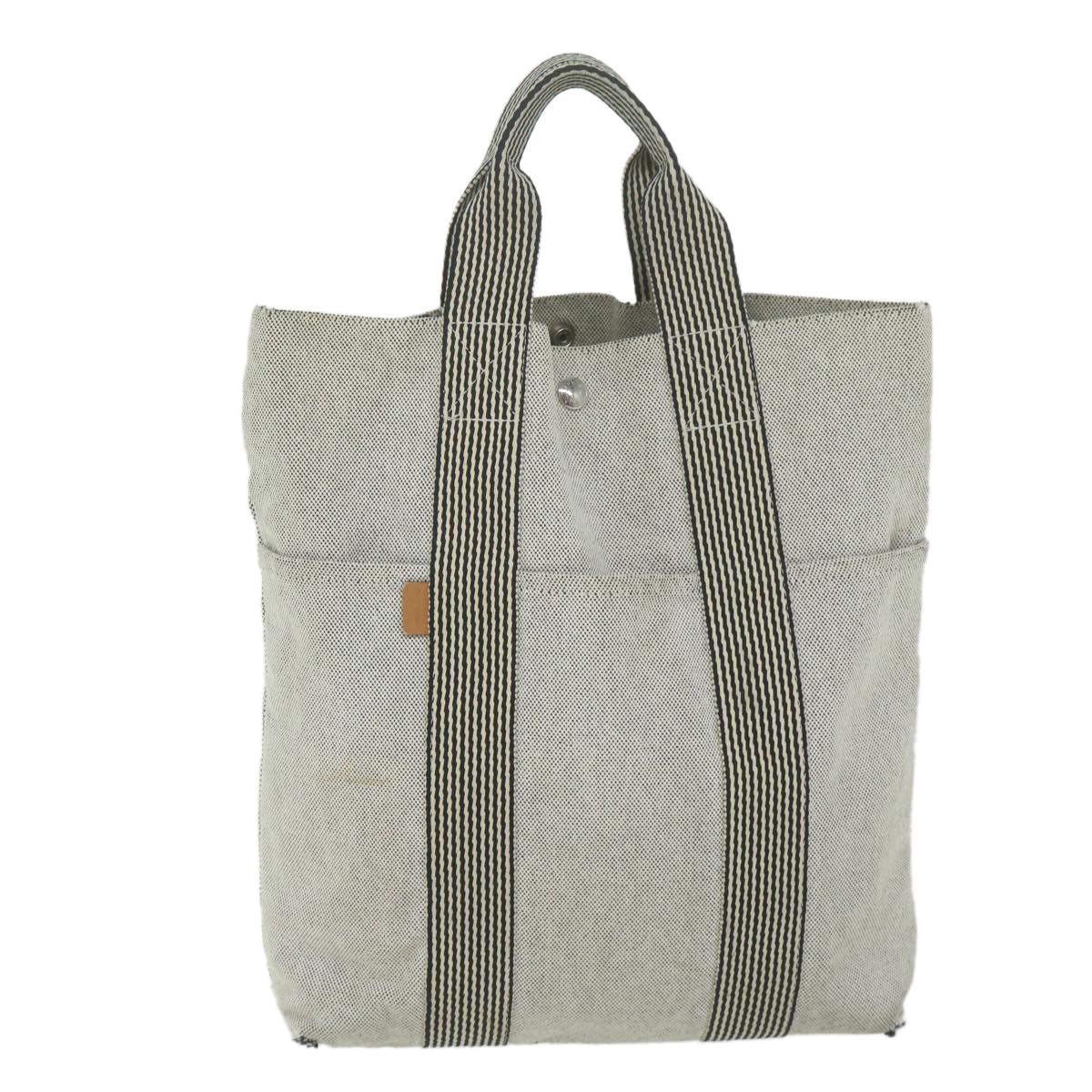 HERMES Fourre Tout Cabas Tote Bag Canvas Gray Auth th4441 - 0