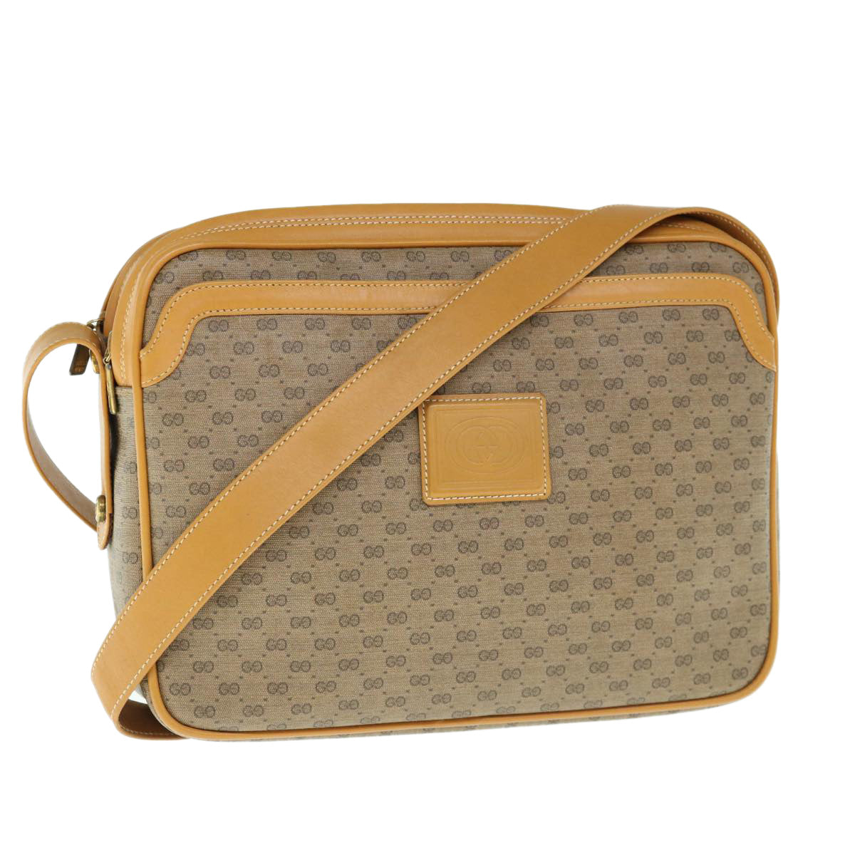 GUCCI Micro GG Supreme Shoulder Bag PVC Leather Beige Auth th4487