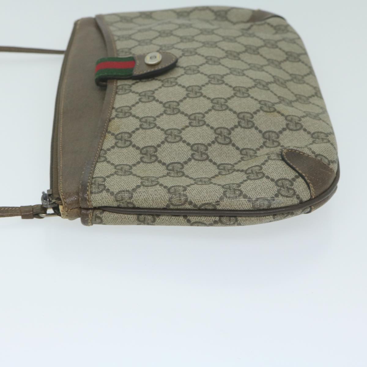 GUCCI GG Supreme Web Sherry Line Shoulder Bag Beige Red 39 02 026 Auth th4493