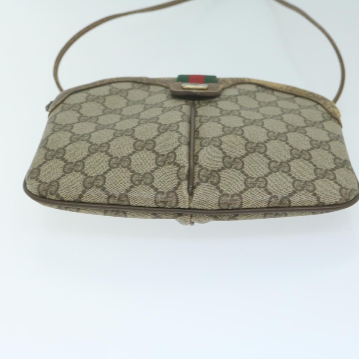 GUCCI GG Supreme Web Sherry Line Shoulder Bag Beige Red 98 02 047 Auth th4497