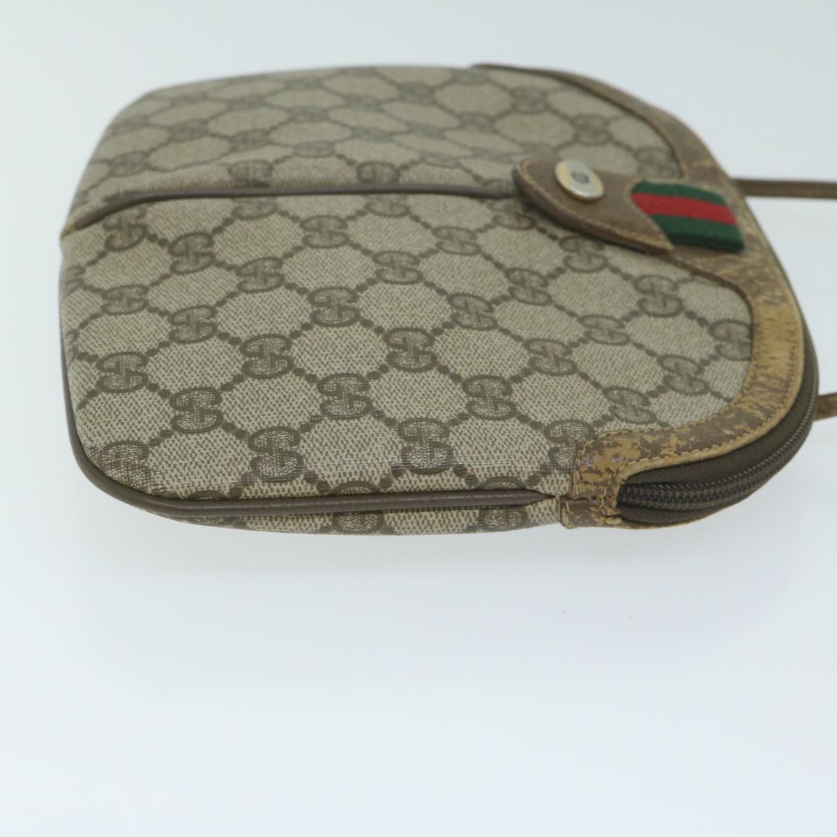 GUCCI GG Supreme Web Sherry Line Shoulder Bag Beige Red 98 02 047 Auth th4497