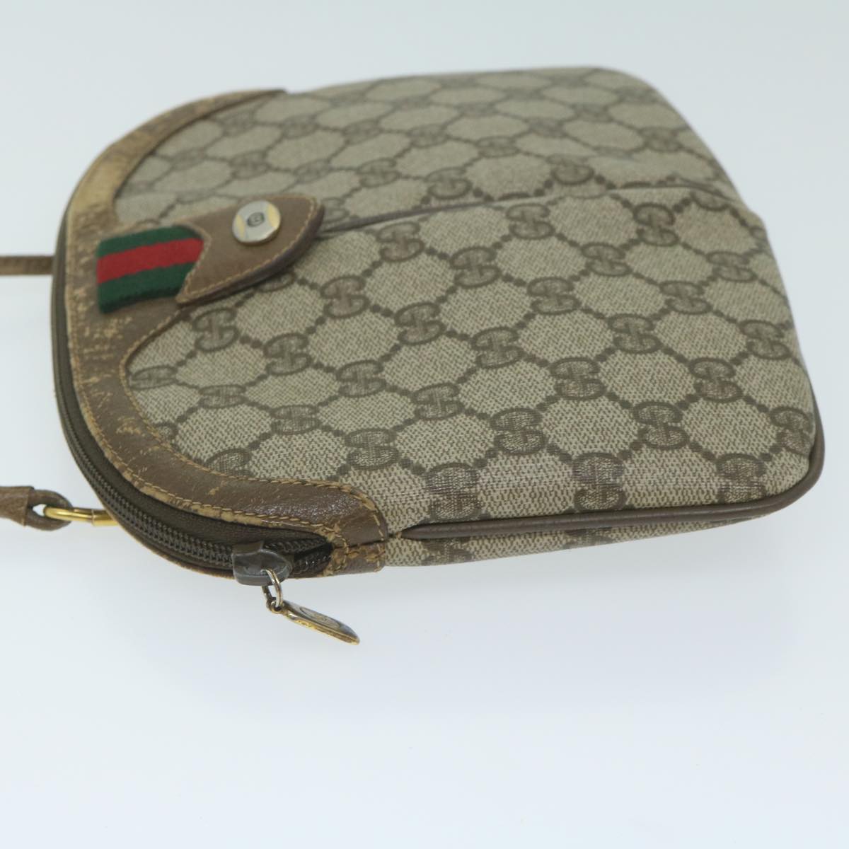 GUCCI GG Supreme Web Sherry Line Shoulder Bag Beige Red 98 02 047 Auth th4497