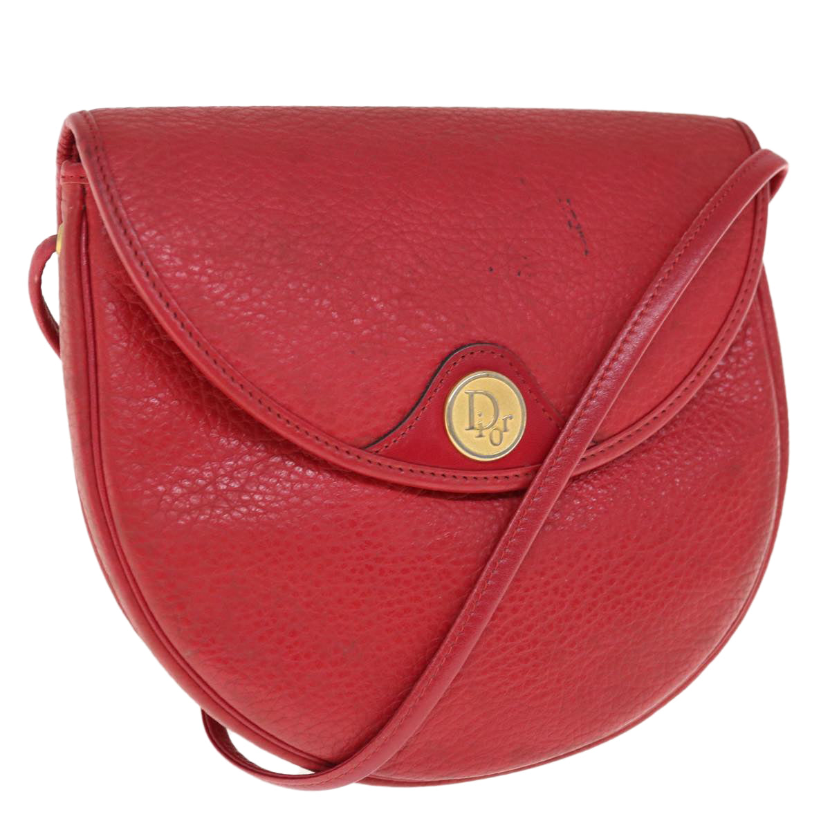 Christian Dior Shoulder Bag Leather Red Auth th4513