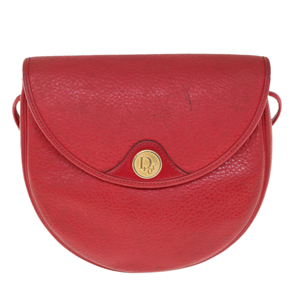 Christian Dior Shoulder Bag Leather Red Auth th4513