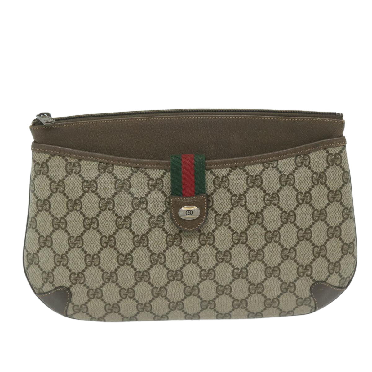 GUCCI GG Supreme Web Sherry Line Shoulder Bag PVC Beige 904 02 026 Auth th4518 - 0