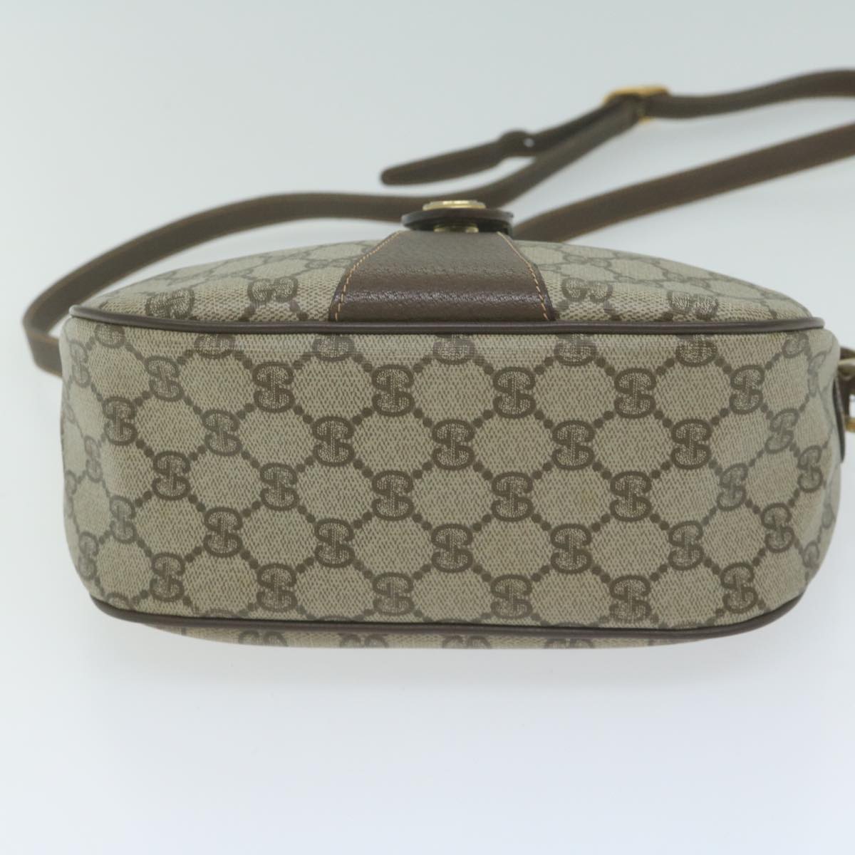 GUCCI GG Canvas Web Sherry Line Shoulder Bag PVC Beige Auth th4529