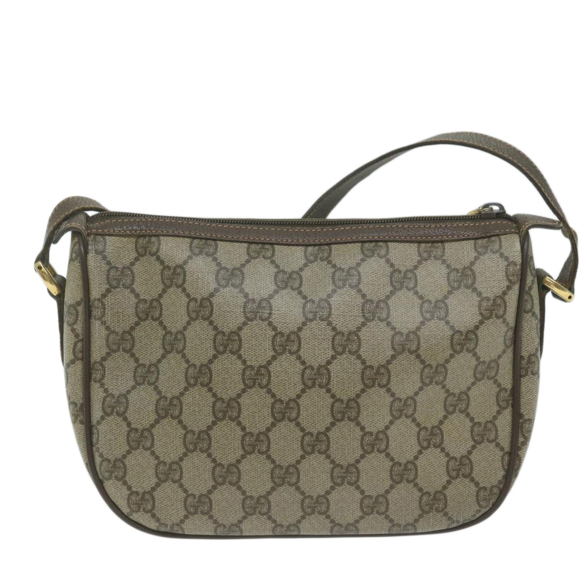 GUCCI GG Canvas Web Sherry Line Shoulder Bag PVC Beige Auth th4529 - 0