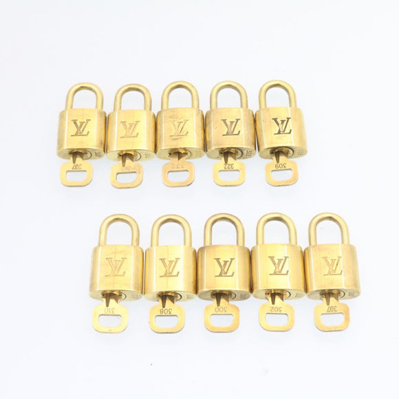 LOUIS VUITTON Padlock 10set Padlock Gold Tone LV Auth am1356g