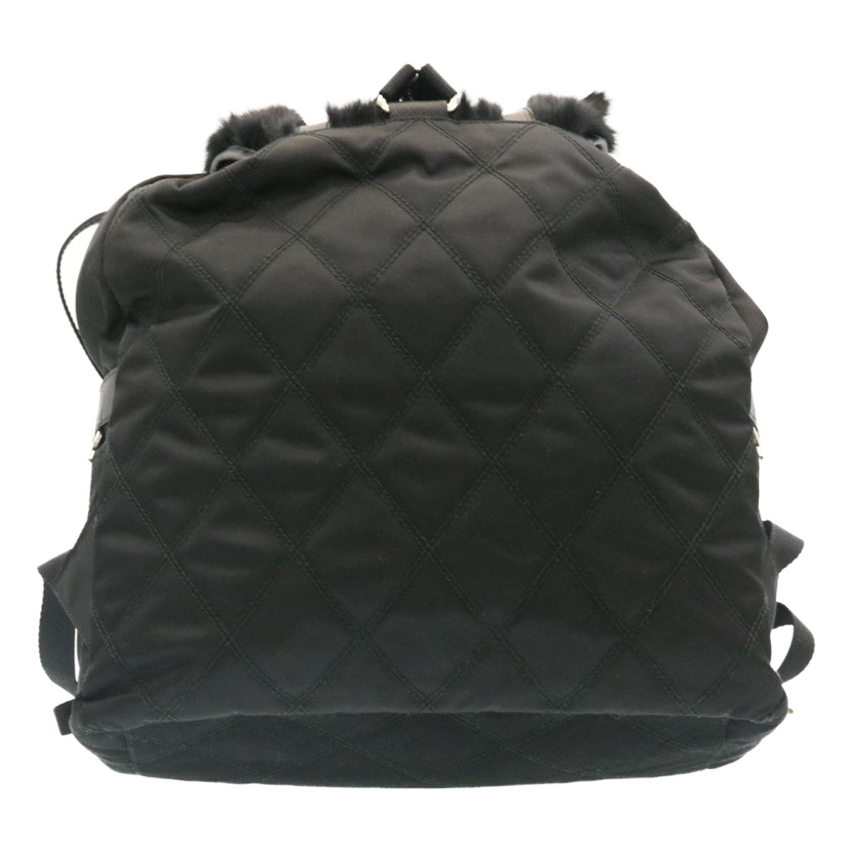 PRADA Nylon Fur Backpack Black 2VZ015 Auth 21454A - 0