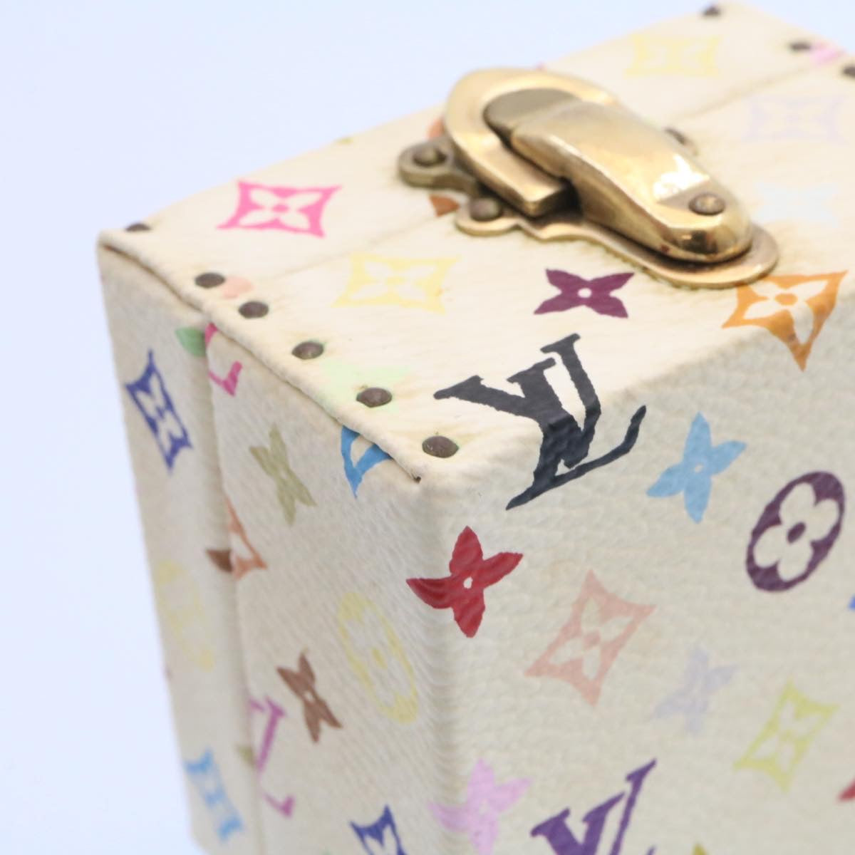 LOUIS VUITTON Monogram Multicolor Jewelry Box White LV Auth am1643g