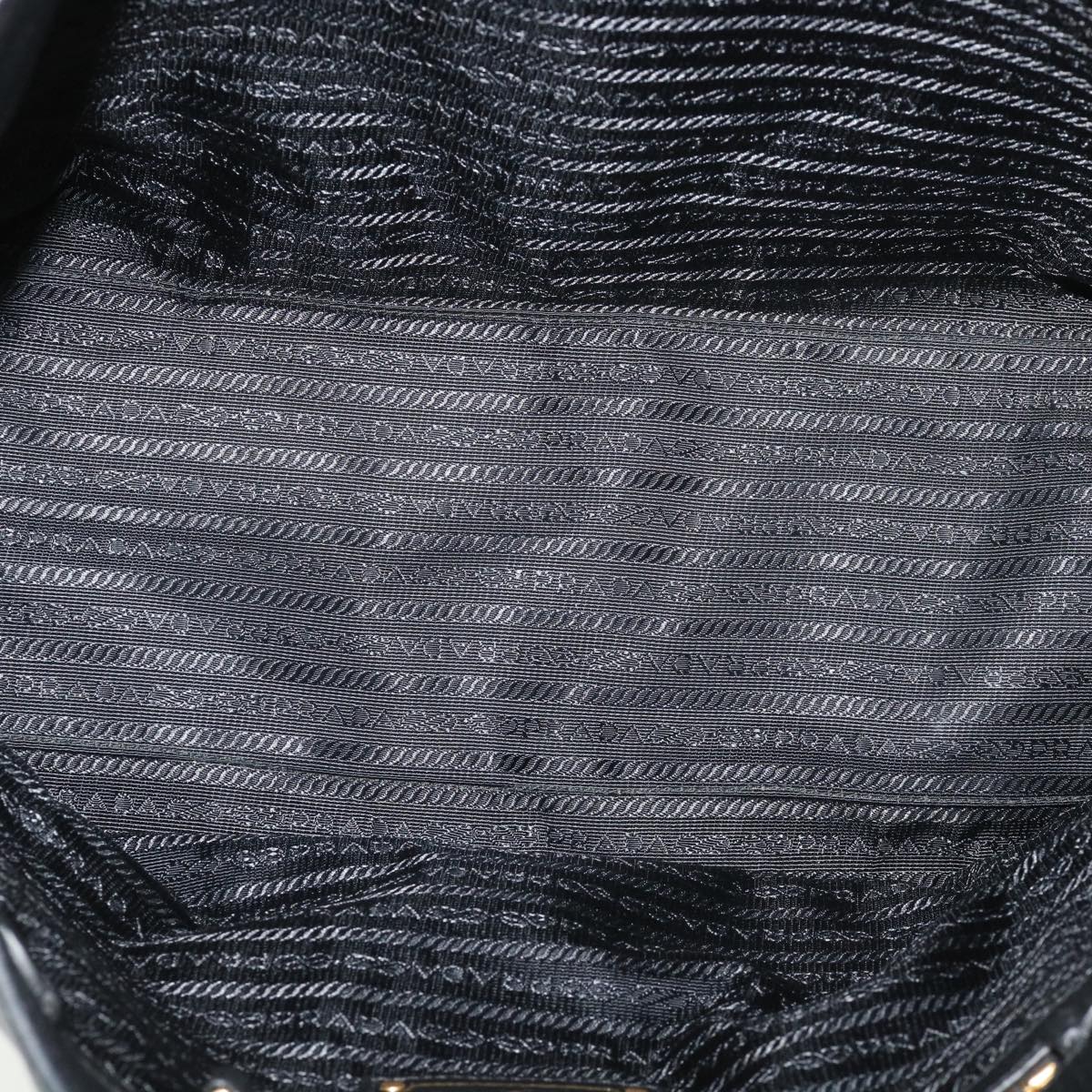 PRADA Tote Bag Leather Black Auth ar8792