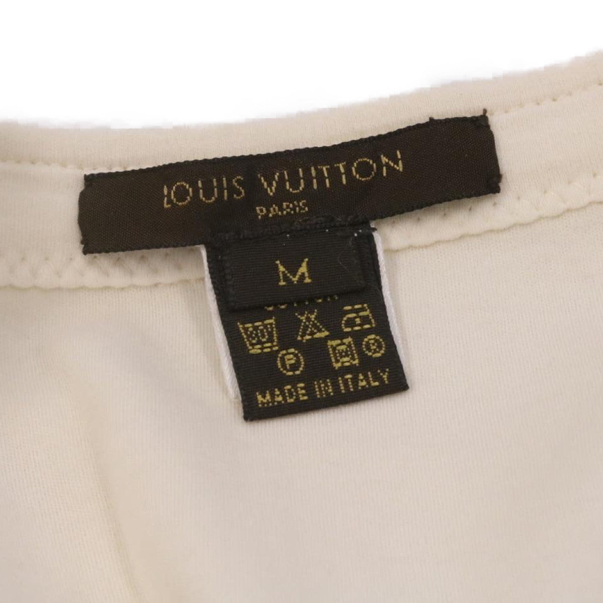 LOUIS VUITTON Short sleeve T-shirt cotton Beige LV Auth yk2187