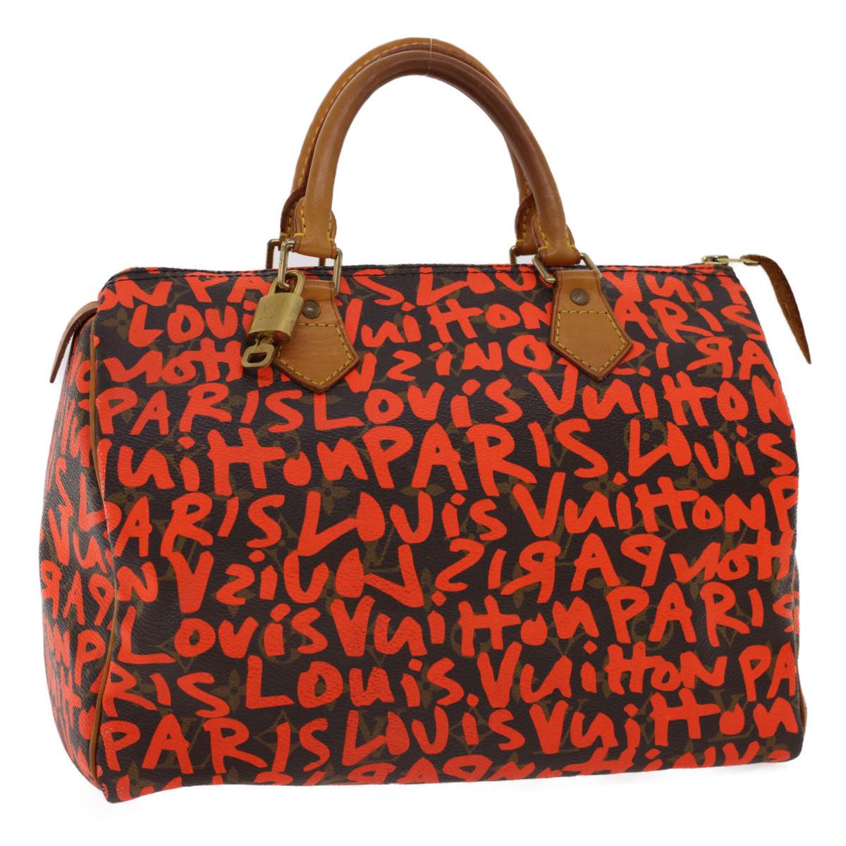 LOUIS VUITTON Monogram Graffiti Speedy 30 Hand Bag Orange M93705 LV Auth 25731A
