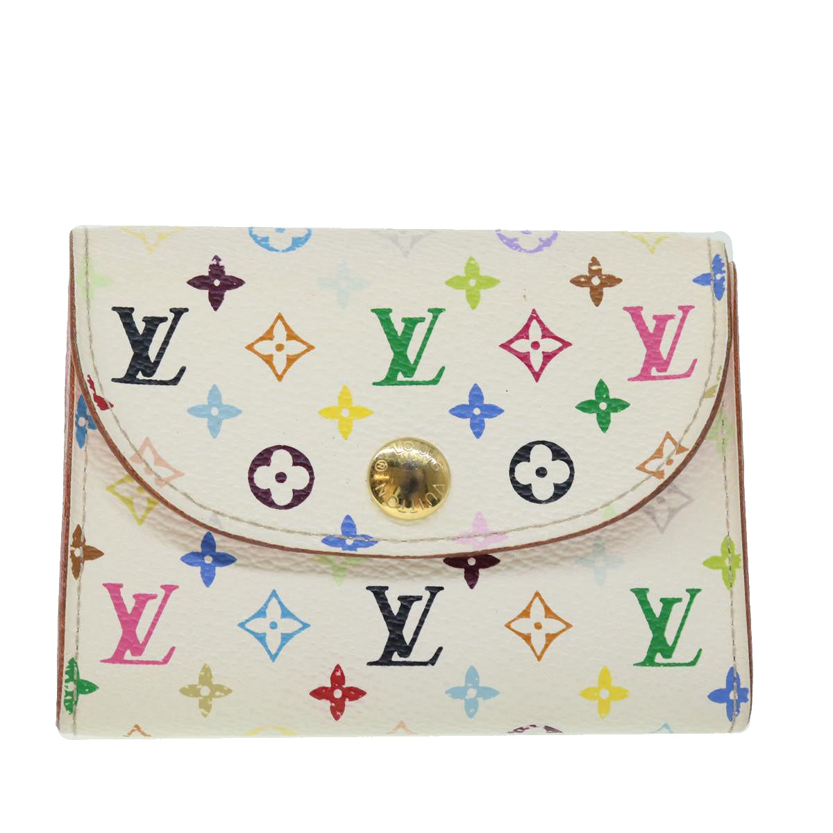 LOUIS VUITTON Multicolor Envelope Carte De Visite Case White M66560 Auth 49164