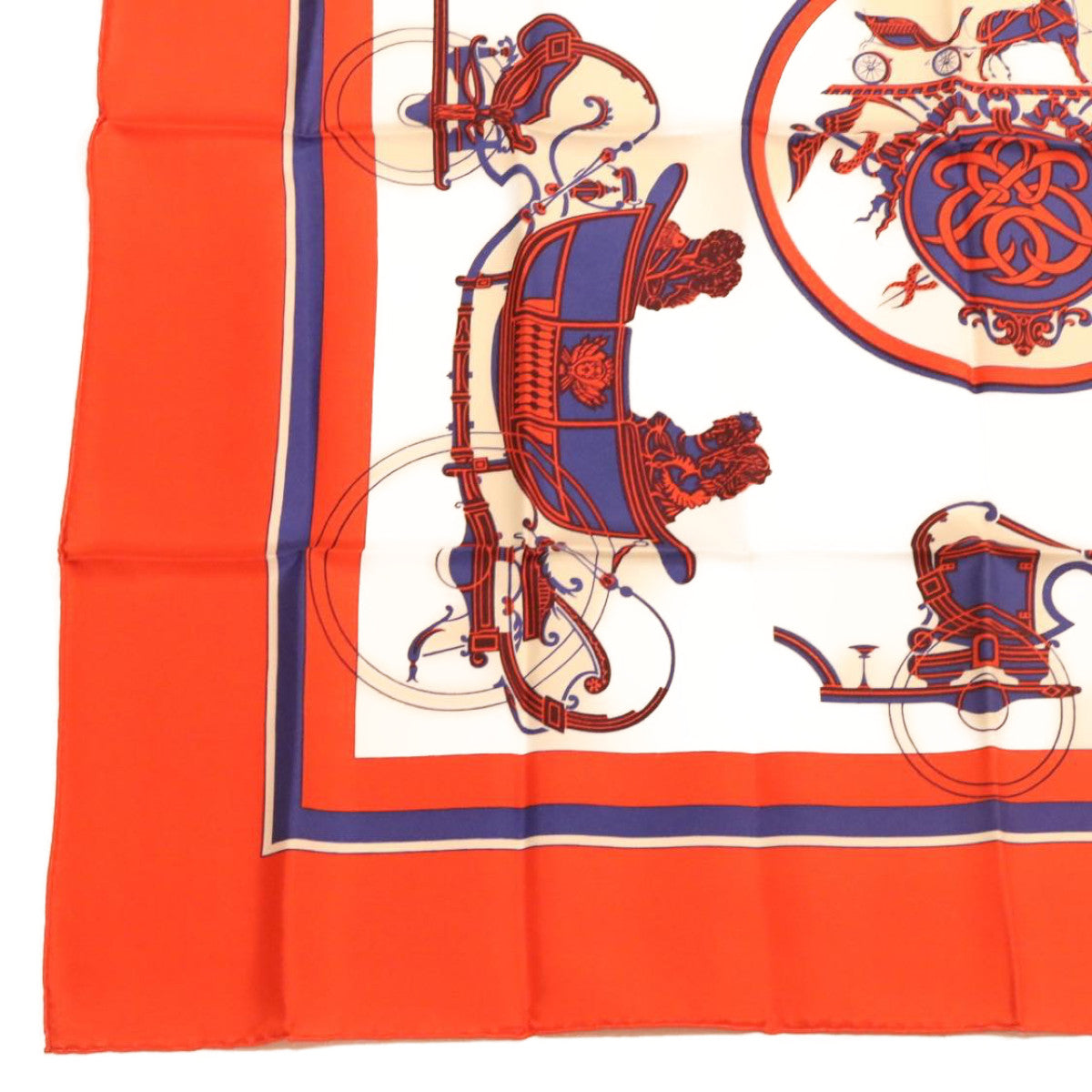 HERMES Scarf Silk Red Blue Auth am705s
