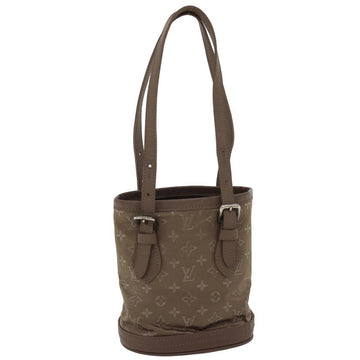 LOUIS VUITTON Monogram Satin Little bucket Hand Bag Beige M92145 LV Auth am3521A