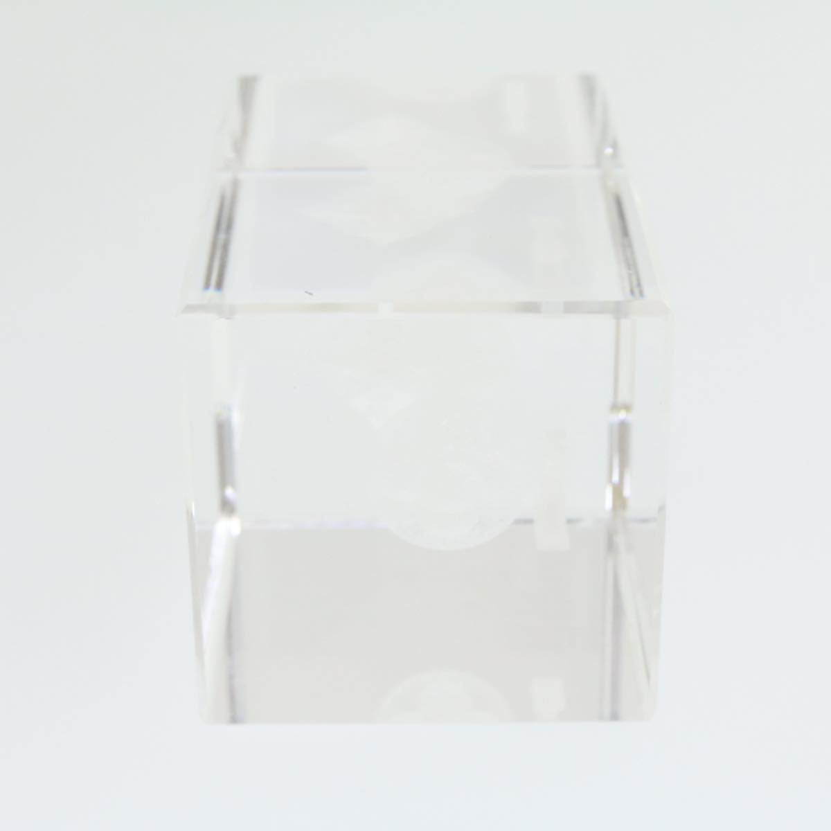 LOUIS VUITTON Paper Weight Crystal Glass Clear LV Auth 21193
