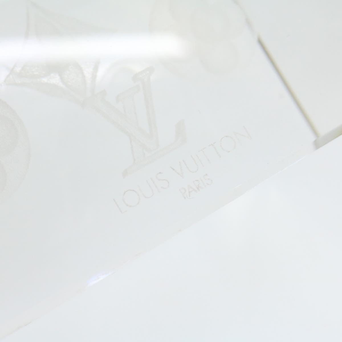 LOUIS VUITTON Paper Weight Crystal Glass Clear LV Auth 21193