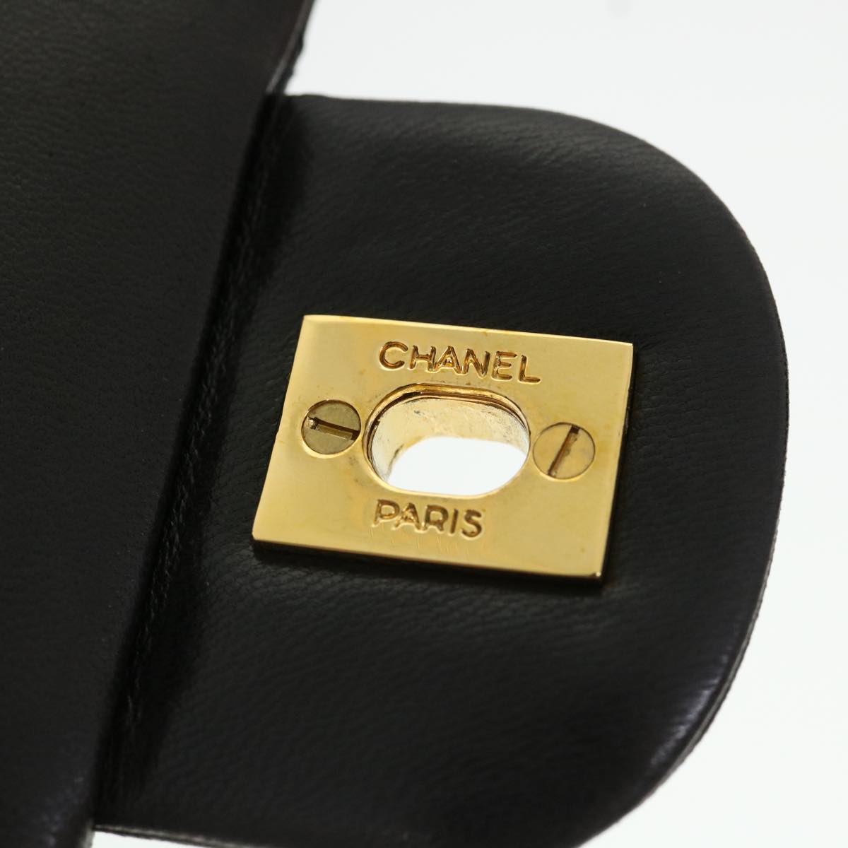 CHANEL Classic Matelasse 25 Chain Flap Shoulder Bag Lamb Skin Black Auth hs649A