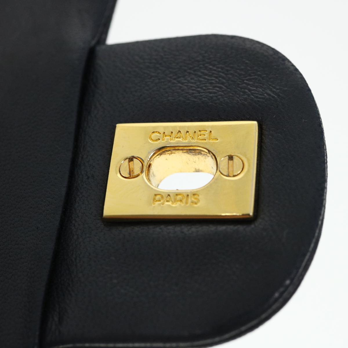 CHANEL Classic Matelasse 23 Chain Flap Shoulder Bag Lamb Skin Black Auth jk937A