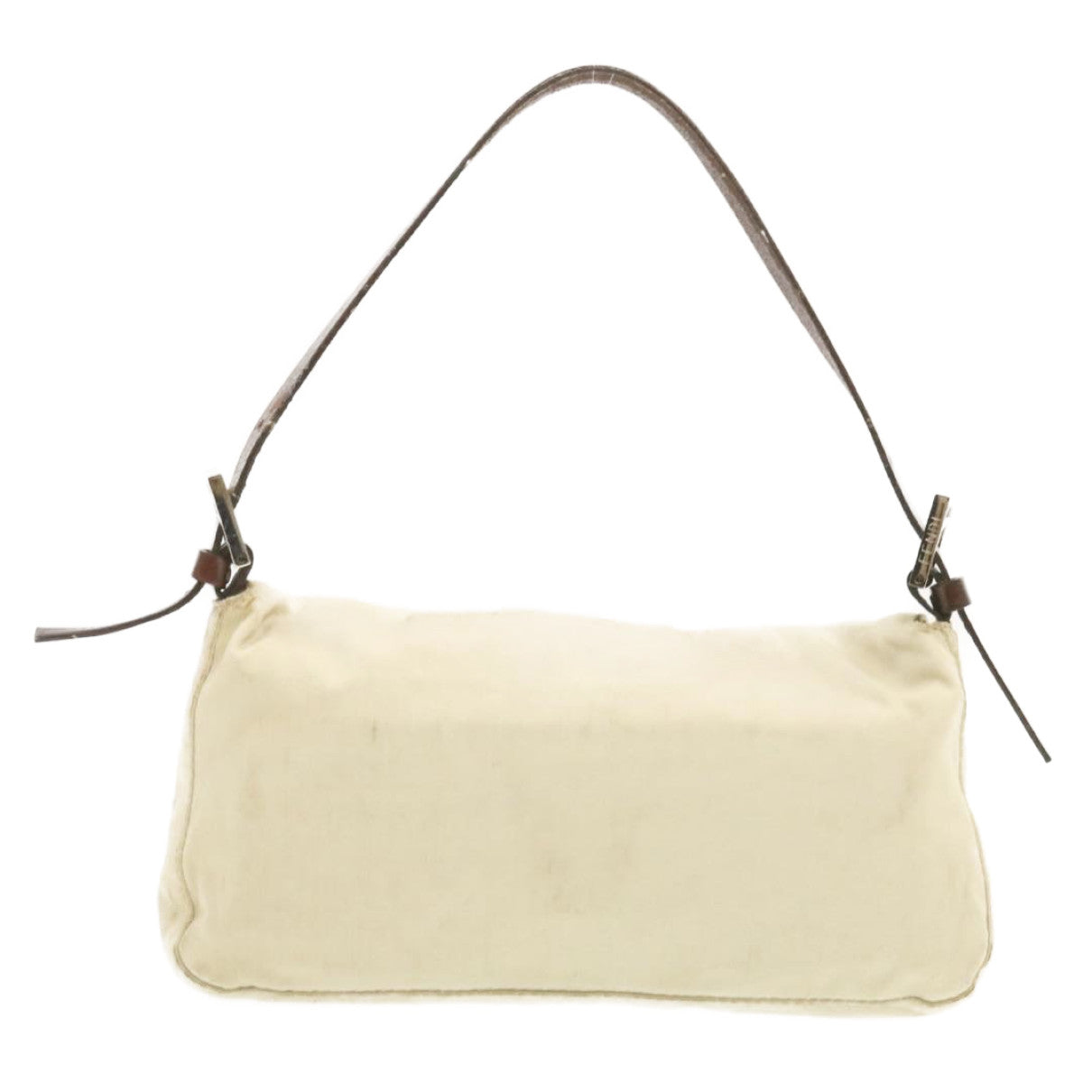FENDI Mamma Baguette Shoulder Bag White Brown Auth rd1281