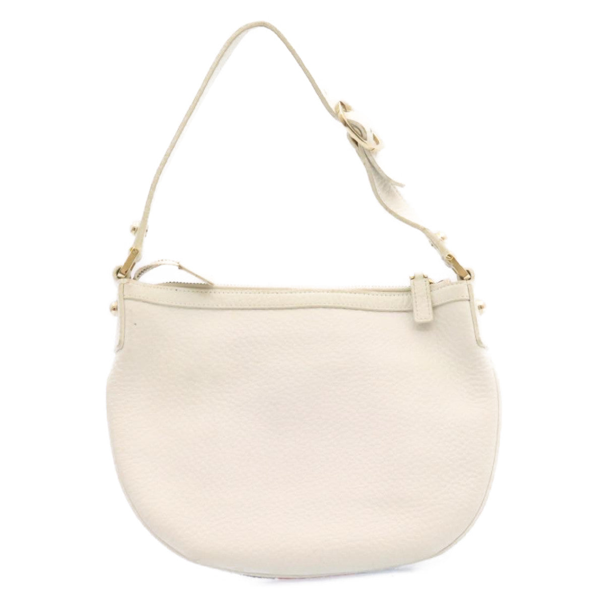 GUCCI Sherry Line Hand Bag Leather White Auth am1337s