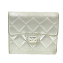 CHANEL Matelasse Bifold Wallet Silver CC Auth cr620-1