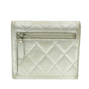CHANEL Matelasse Bifold Wallet Silver CC Auth cr620-2