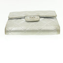 CHANEL Matelasse Bifold Wallet Silver CC Auth cr620-5