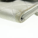 CHANEL Matelasse Bifold Wallet Silver CC Auth cr620-7